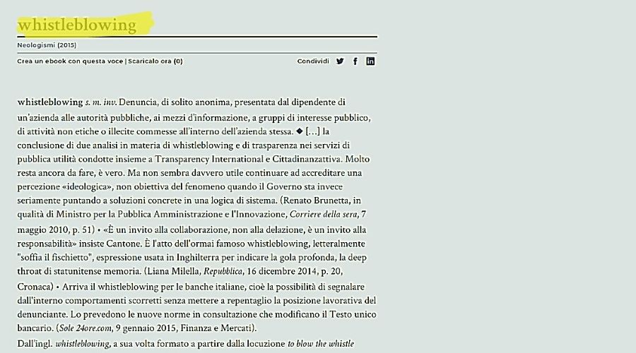 Clicca per accedere all'articolo Aggiornamento procedura per la segnalazione di illeciti e irregolarità (whistleblowing)